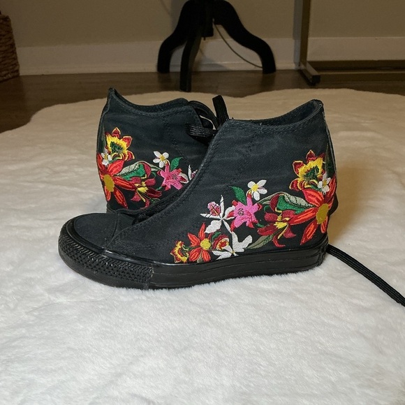 Converse Shoes - Converse Floral Embroidered High-Top Sneakers
